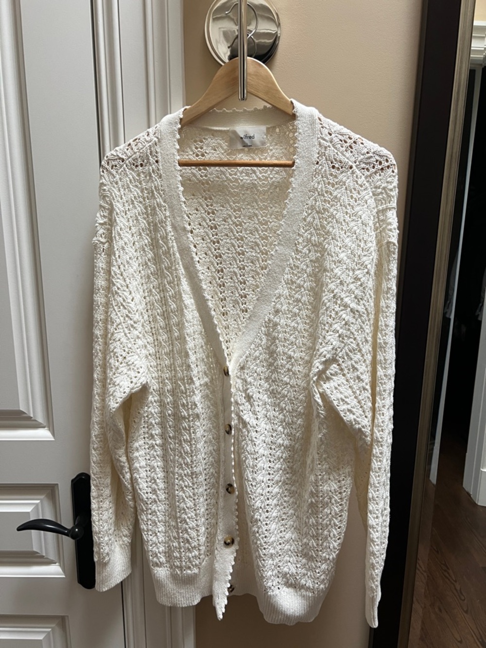Wilfred Cream Open-Knit Button Cardigan